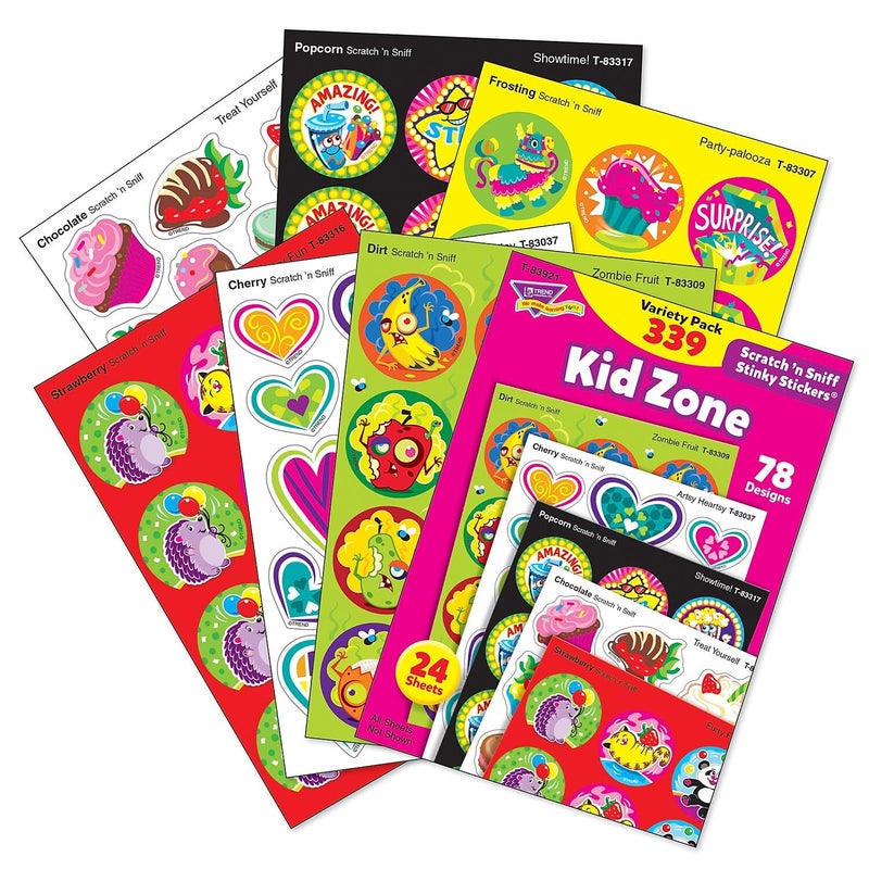 Trend Kid Zone Stinky Stickers Variety Pack by TREND Enterprises, Inc.; 339 ct.; 78 Designs, 8 scents - Image 2